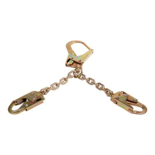 Work Positioning Lanyard Chain Assembly - 2 Clevis Snap Hooks - 1 Swivel Rebar Hook
