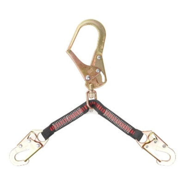 Work Positioning Lanyard Webbing Assembly - 2 Clevis Snap Hooks - 1 Swivel Rebar Hook