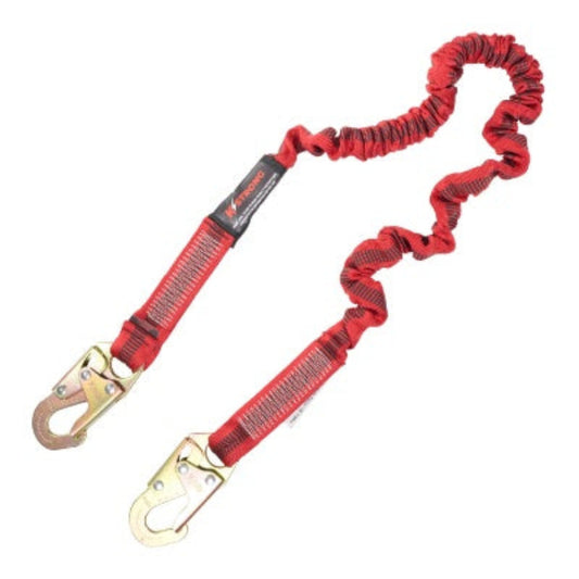Shock Absorbing Lanyard - Elasticated Design - 2 Snap Hooks - 4.5ft to 6ft