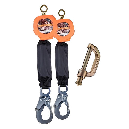 Dual 6 ft Pygmy Hog Self Retracting Lifeline with Connector Kit With Snap/Peri/Rebar Hooks