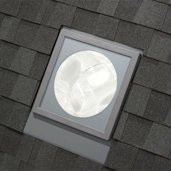 14 in. Flat Glass Rigid Sun Tunnel with Low Profile Metal Flashing and Solar Night Light