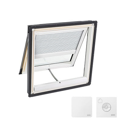 VELUX Manual Venting Deck Mount Skylight - White Solar Powered Shade