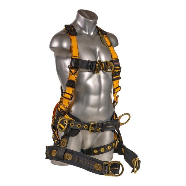 Kapture 5 Point Element Full Body Harness - Oil & Gas Derrick Series - 7 D-Rings - Tongue Buckle Legs - Shoulder Pads & Waist Belt - Bosun Chair - All Sizes