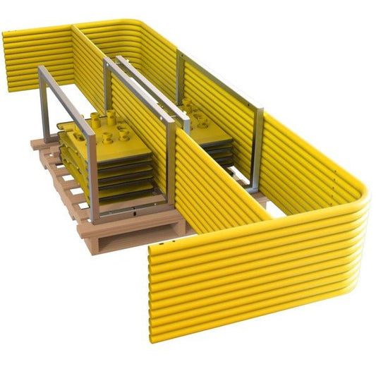 Guardrail System 11 Ft Rails and 12- Bases Yellow TS22 Powder Coat