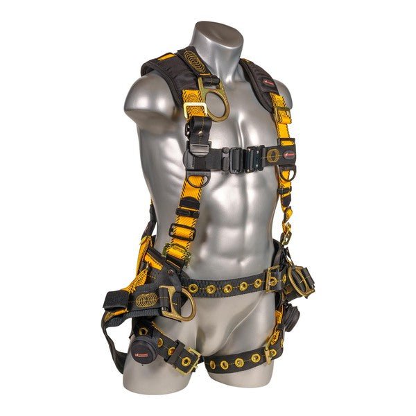 Kapture 5 Point Element Full Body Harness - Oil & Gas Derrick Series - 4 D-Rings - Tongue Buckle Legs - Shoulder Pads & Waist Belt - All Sizes