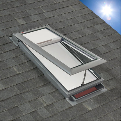 VELUX Solar Powered Venting Deck Mount Skylight - White Solar Powered Shade