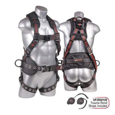 Kapture 5 Point Epic Full Body Harness - 3 D-Rings - QC Chest - Tongue Buckle Legs - Shoulder Pads & Waist Belt