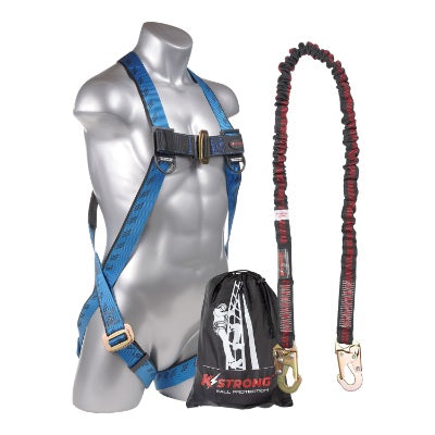 Kapture Essential Full Body Harness - 3 Pt Adj with MB Legs & 6ft SAL Internal Design with 2 Snap Hooks & Storage Bag - Combo Kit - All Sizes