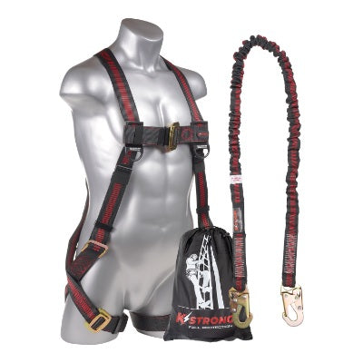 Kapture Elite Full Body Harness - 5 Pt Adj with MB Legs & 6ft SAL Internal Design with 2 Snap Hooks & Storage Bag - Combo Kit - All Sizes