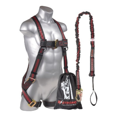 Kapture Elite Full Body Harness - 5 Pt Adj with MB Legs & 6ft SAL Internal Design with 1 Snap Hook - 1 Loop & Storage Bag - Combo Kit - All Sizes