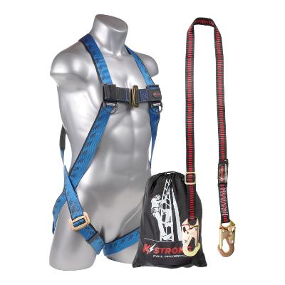 Kapture Essential Full Body Harness - 3 Pt Adj with MB Legs & 4.5ft - 6ft Adj WPL with 2 Snap Hooks & Storage Bag - Aerial Combo Kit - All Sizes