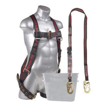 Load image into Gallery viewer, Kapture Elite Full Body Harness - 5 Pt Adj with TB Legs &amp; 6ft Adj SAL Clear Pack with 2 Snap Hooks &amp; Bucket - Aerial Combo Kit - All Sizes
