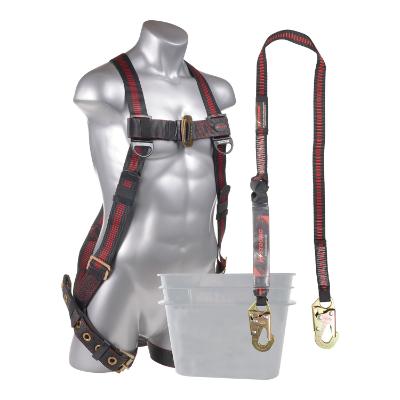 Kapture Elite Full Body Harness - 5 Pt Adj with TB Legs & 6ft Adj SAL Clear Pack with 2 Snap Hooks & Bucket - Aerial Combo Kit - All Sizes