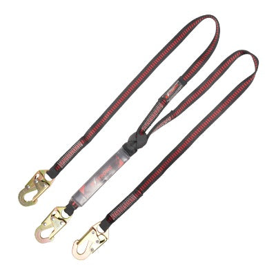 Shock Absorbing Lanyard - Clear Shock Pack - Twin Leg - 3 Snap Hooks - All Sizes