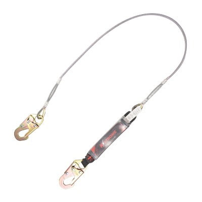 Shock Absorbing Lanyard - Clear Shock Pack - Wire Cable Leading Edge - 2 Snap Hooks - 6ft