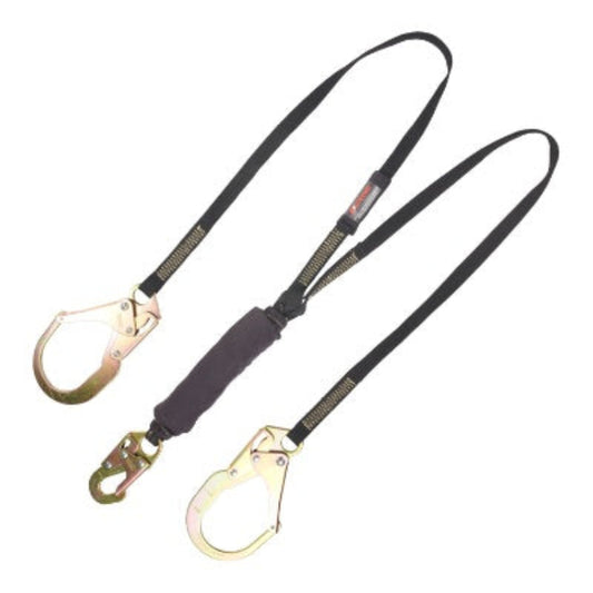 Shock Absorbing Lanyard- Shock Pack - Arc Flash Rated - Twin Leg - 1 Snap Hook - 2 Rebar Hooks - 6ft