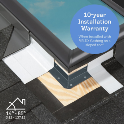 VELUX Manual Venting Deck Mount Skylight - White Solar Powered Shade