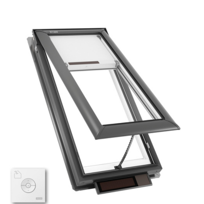 VELUX Solar Powered Venting Deck Mount Skylight - White Solar Powered Shade