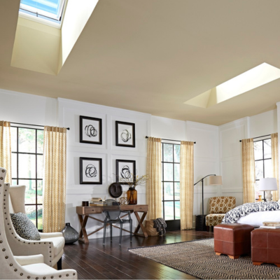 VELUX Manual Venting Deck Mount Skylight - White Solar Powered Shade
