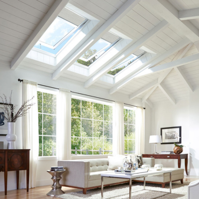 VELUX Manual Venting Curb Mount Skylight - White Solar Powered Shade