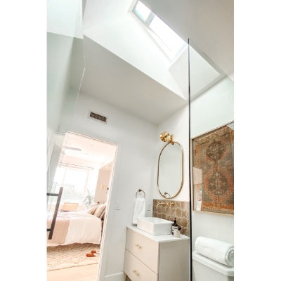 Velux Manual Venting Curb Mount Skylight - Laminated LowE3 Glass - White Solar Powered Room Darkening Blind