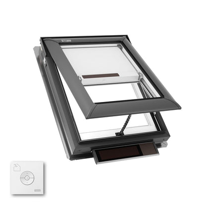 VELUX Solar Powered Venting Deck Mount Skylight - White Solar Powered Shade
