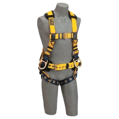 Delta Iron Worker's Harness with Tongue Buckle Leg Straps, Back&Side D-Rings - All Sizes