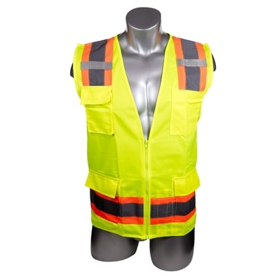 High Visibility Yellow Safety Surveyor Vest - All Sizes