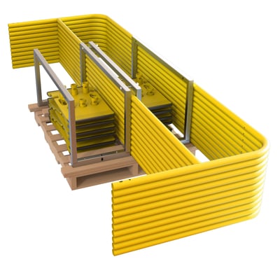 Yellow Guardrail Stack Pallet Kit w 10 Ft Posts (120 x 42 x 20)