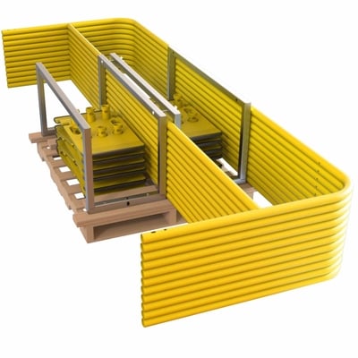 Guardrail System 11 Ft Rails and 12- Bases Yellow TS22 Powder Coat
