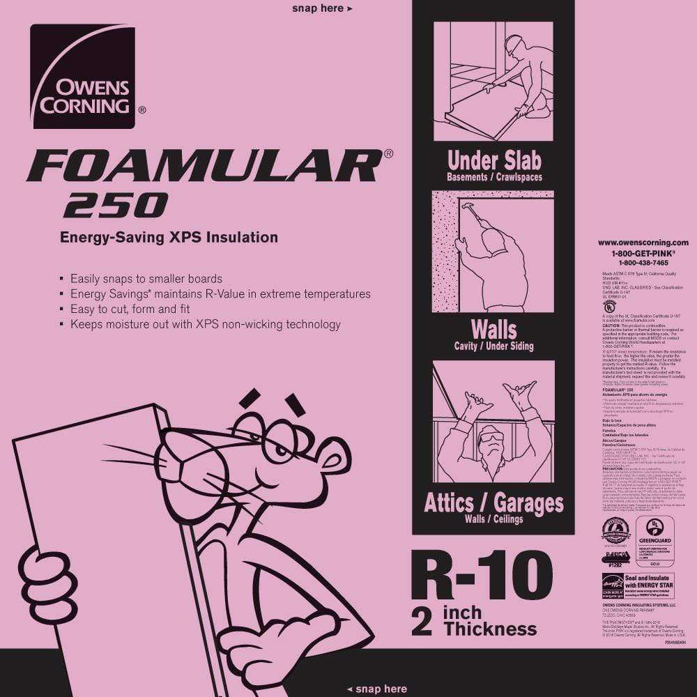 Owens Corning FOAMULAR 250 XPS Insulation Board - All Sizes 2 in Owens Corning