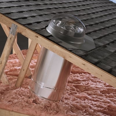 Velux Rigid Sun Tunnel with Acrylic Dome and Low Profile Metal Flashing